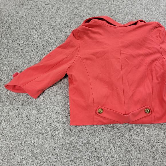 VTG Countess Luann Womens Cropped Blazer 1X Coral Double Breasted Notched Lapel - Picture 2 of 15